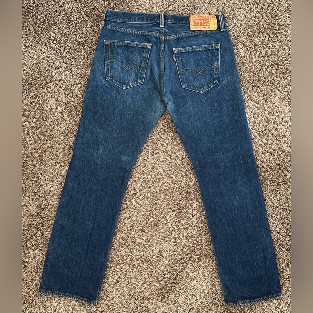 Mens 501 Levi’s Dark Blue Washed Jeans 33”x30”